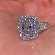2.00 CT Radiant Cut Moissanite Halo Engagement Ring